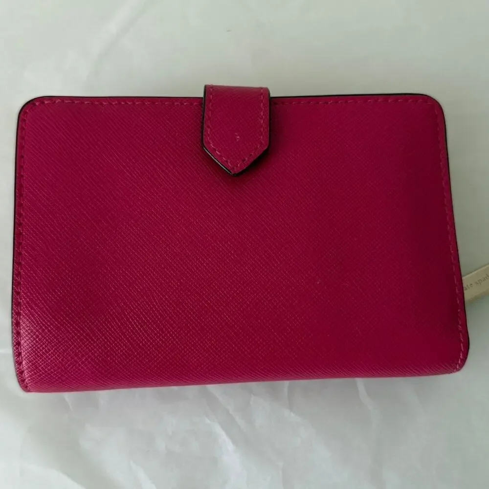 Kate Spade Staci Medium Compact Bifold Wallet in Pink Ruby